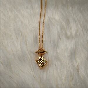 Loewe Gold Necklace with Intricate Pendant + Studs